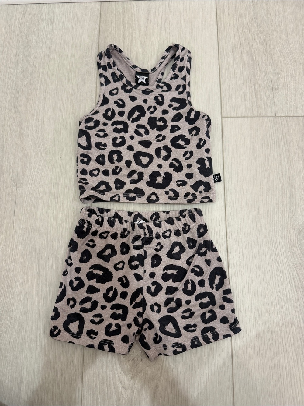 Leopard Print Tank & Shorts Pajama Set - Taupe/Black